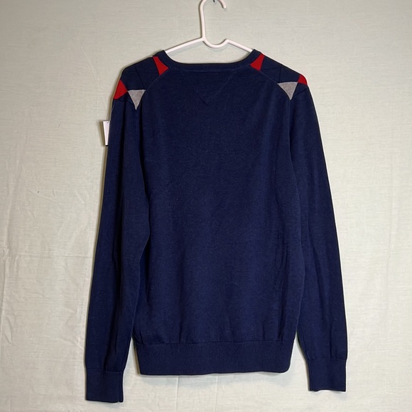 Tommy Hilfiger Medium Navy Blue, Red and Grey V-Neck Sweater - Picture 2 of 3